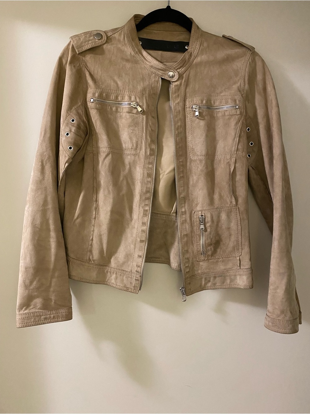 Barbara Bui Goat Leather Jacket - Beige